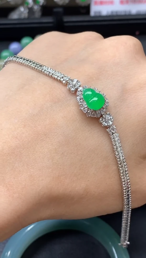 18K金镶嵌手链翡翠696-中国好珍宝