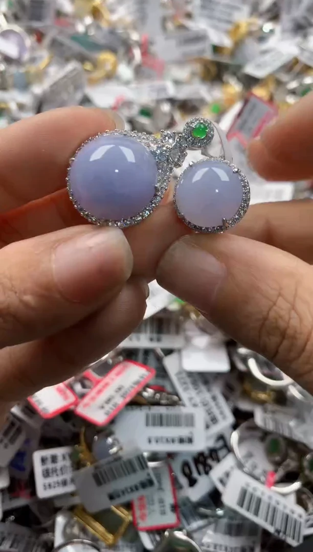 银S925镶嵌戒指翡翠14     5