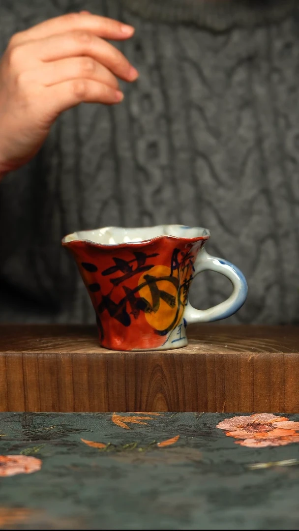 杯釉下彩手工手绘同款陶器