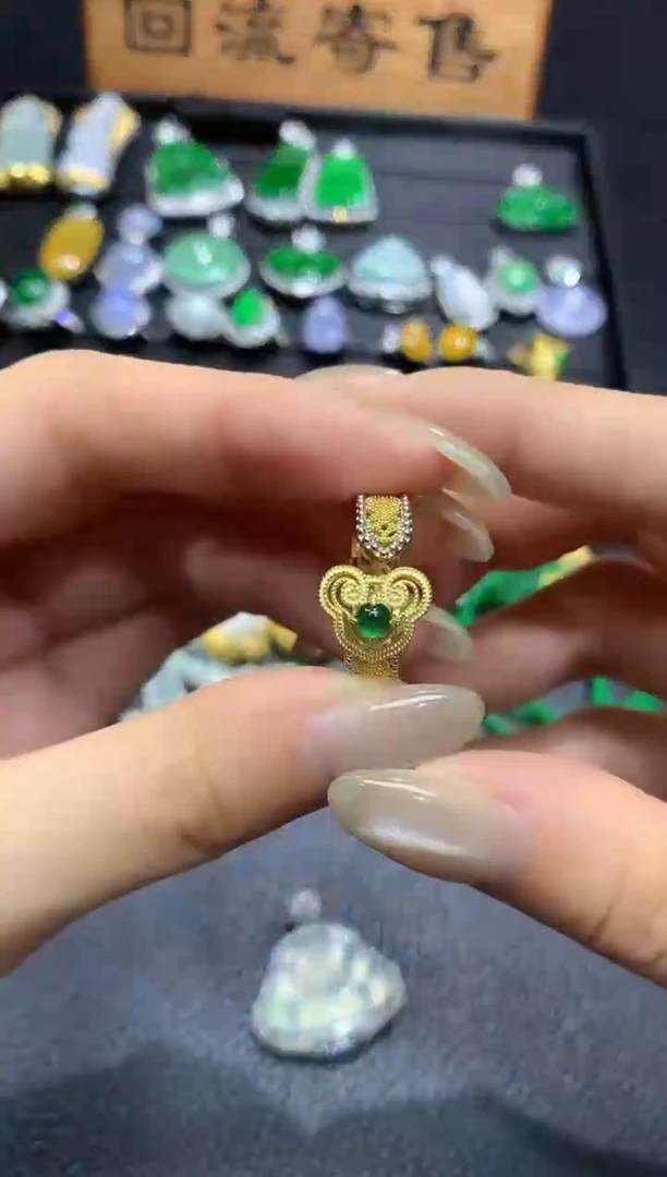 翡翠戒指银S925镶嵌5不含链随机发货1件