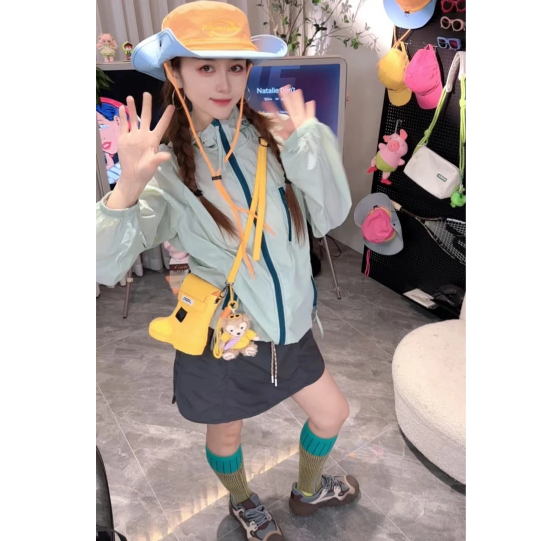 潮流撞色拼接连帽2025年高级夏季薄款防晒衣设计感外套8816