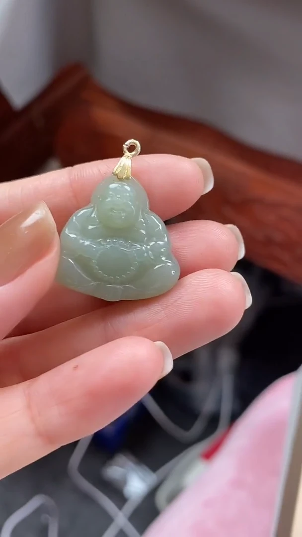吊坠(赠链)未镶嵌和田玉和田玉且末蓝吊坠银扣头
