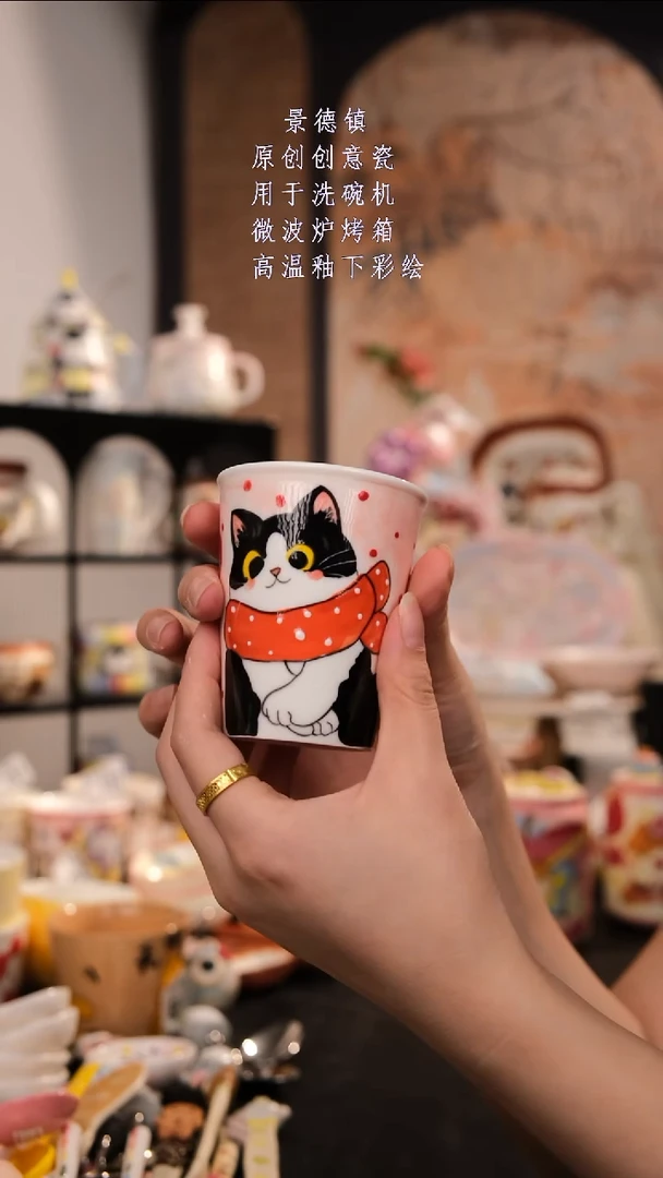 摆件景德镇手工手绘设计师款