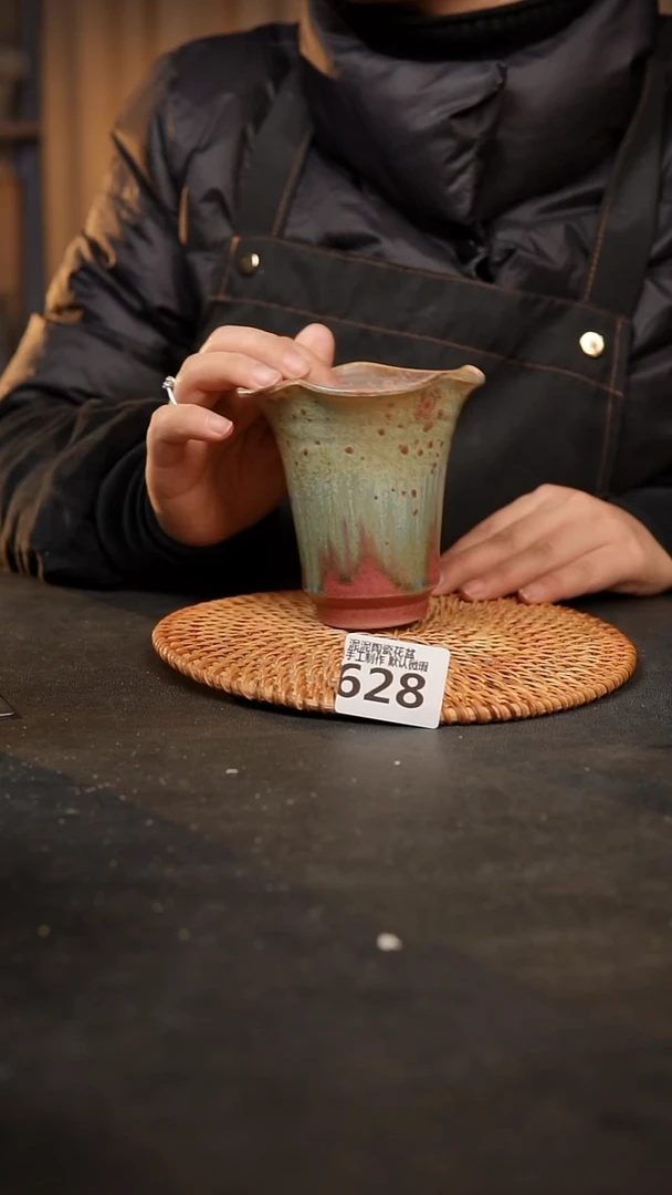 【闪购商品】瓷片628泥泥手工花盆口7-8高10