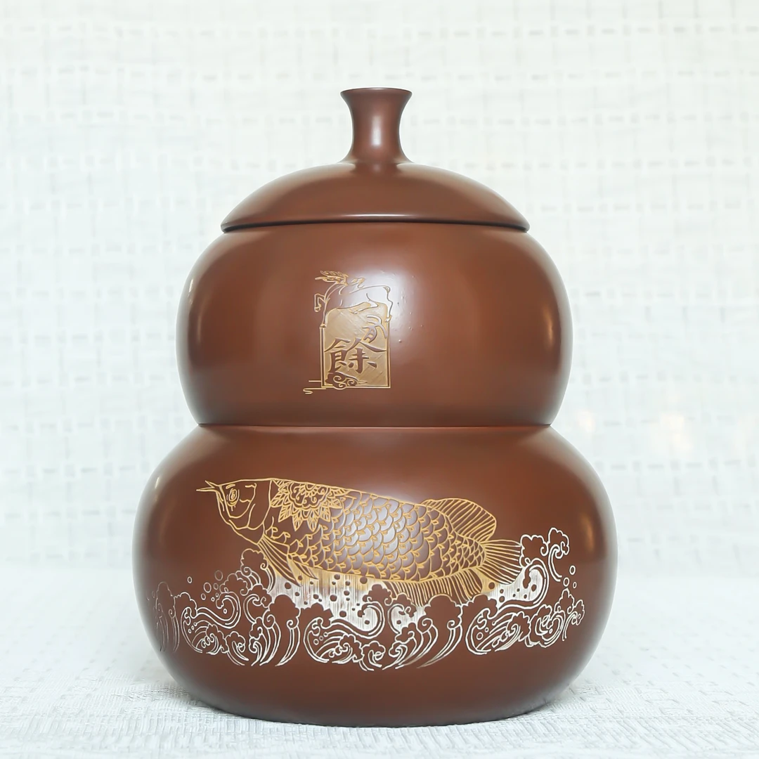 钦州坭兴陶 葫芦罐 1斤装 双气孔结构 储茶 醒茶神器