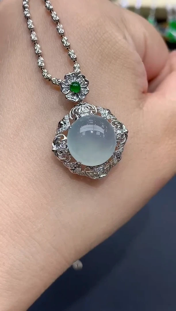 翡翠18K金镶嵌吊坠(不含链)509-春日珠宝