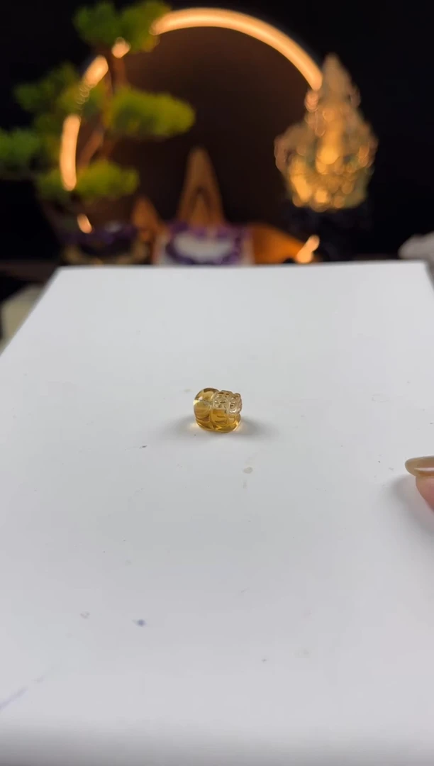 黄晶手链未镶嵌天然黄水晶貔貅单珠8mm左右