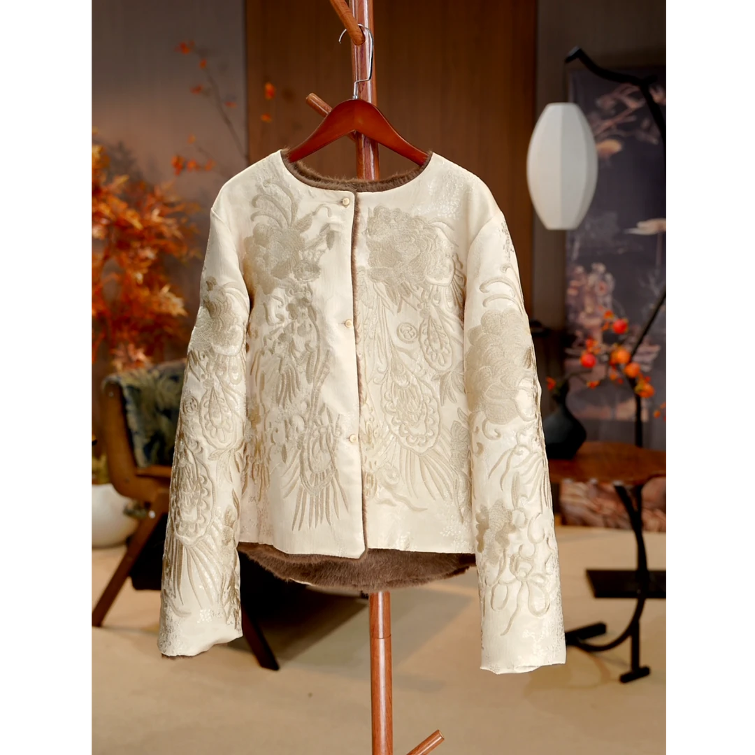 【玉裘蕴华】一缎香云新中式妈妈装民族风提花加厚长袖外套430