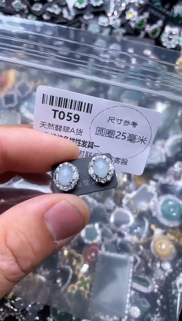 【闪购商品】翡翠颈饰未镶嵌T059耳钉