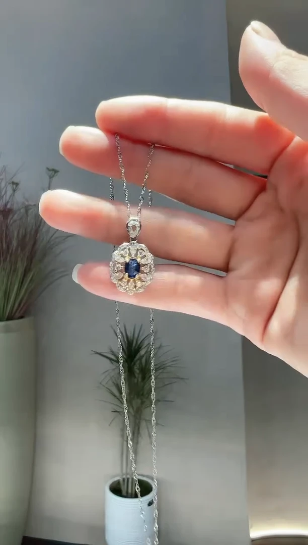 【闪购商品】蓝宝石吊坠(赠链)银S925镶嵌19】