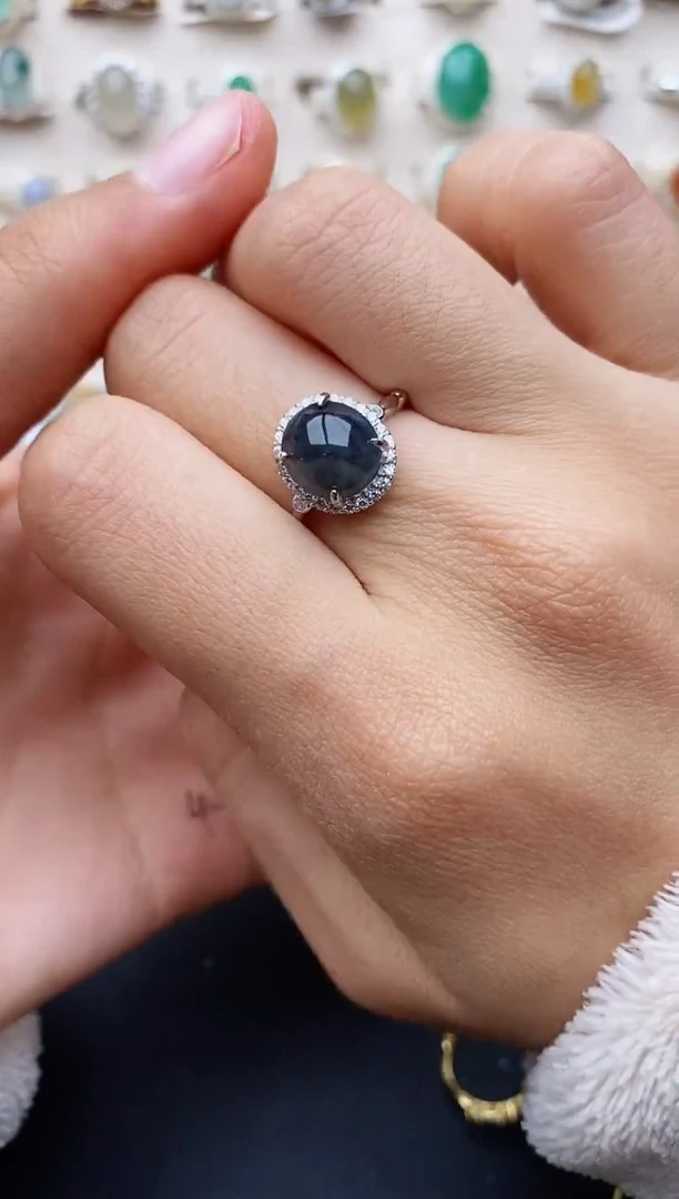 【闪购商品】翡翠戒指银S925镶嵌缅甸翡翠