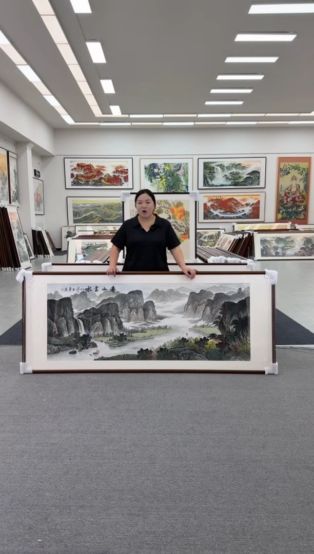 国画手绘219*88春山富水