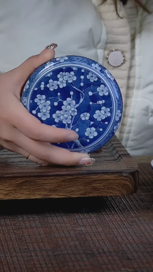 【闪购商品】折葵非器手工手绘冰梅圆饼盖置