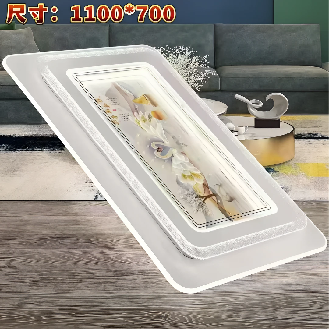 led现代简约风LED高亮客厅灯金瓷画设计餐厅长方形家用客厅顶灯