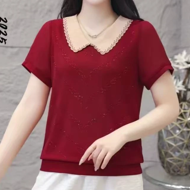 【丽姐家】夏季新款妈妈装时尚洋气显瘦百搭宽松打底上衣