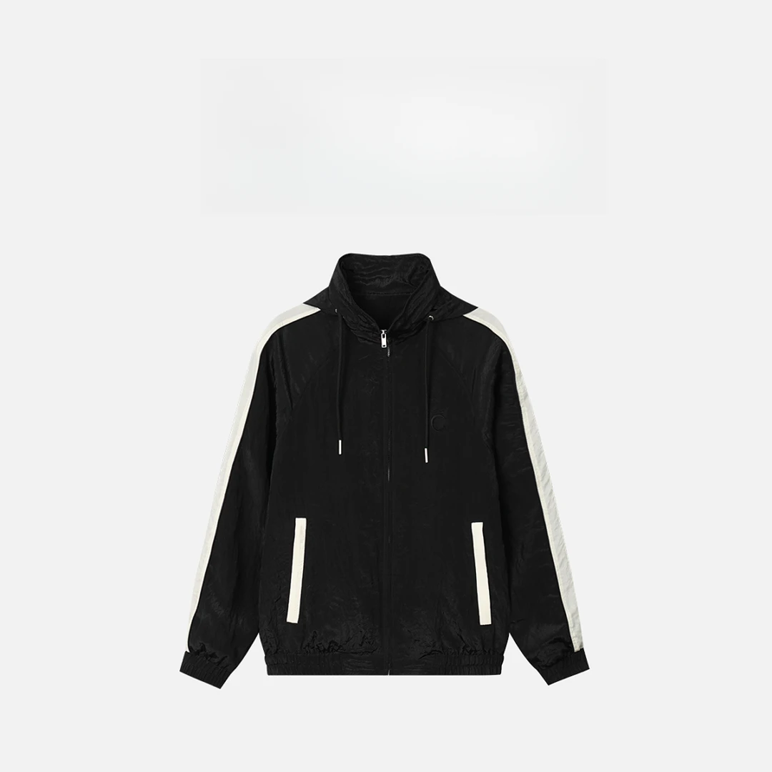 休闲拼接系绳带帽保暖防风出行风衣外套18067