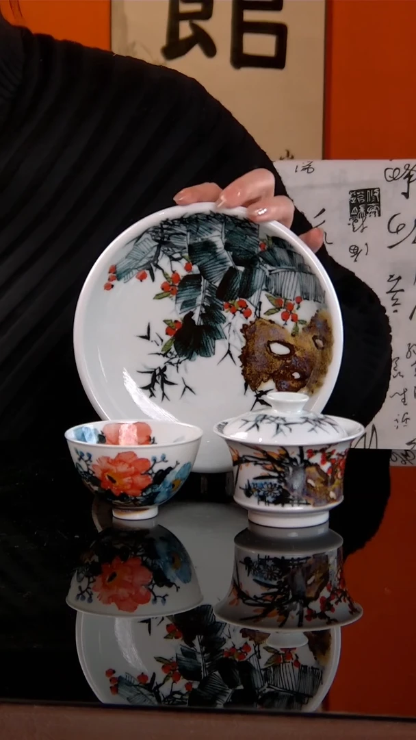 李华手绘釉中五彩小套组