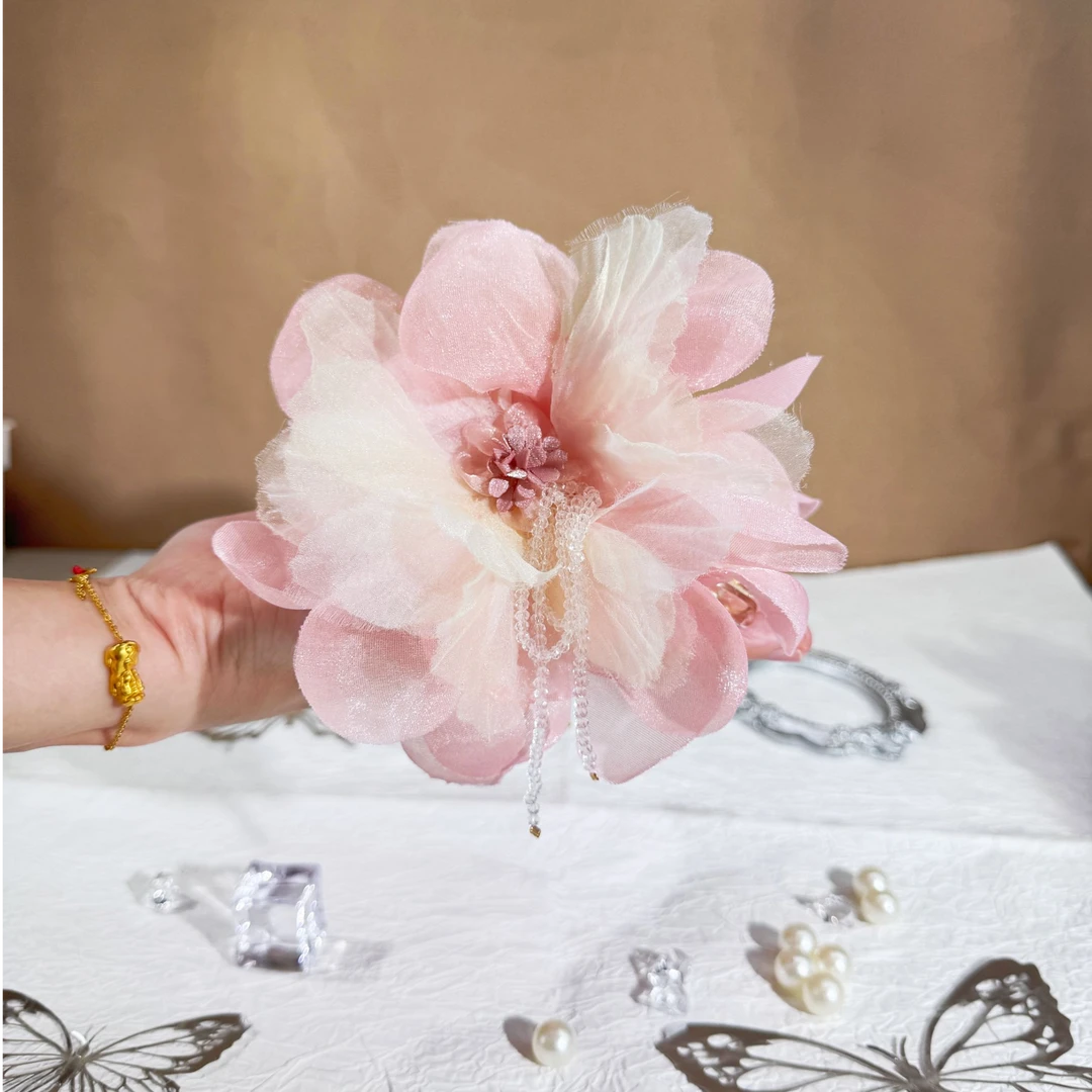 花仙子【原创手作】花朵蝴蝶结流苏仙女气质法式百搭鲨鱼夹仙女头饰