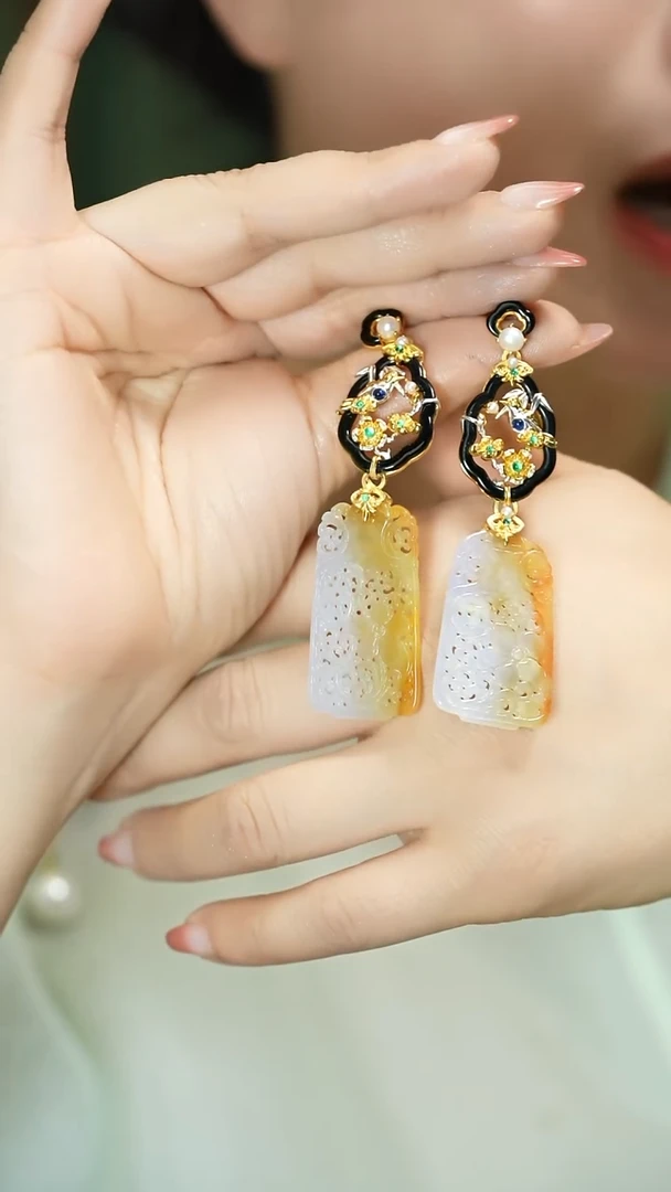 【闪购商品】翡翠耳饰银S925镶嵌支持48小时鉴赏