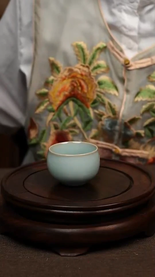 瓷片天青色小禅定杯60ml微瑕不带礼盒