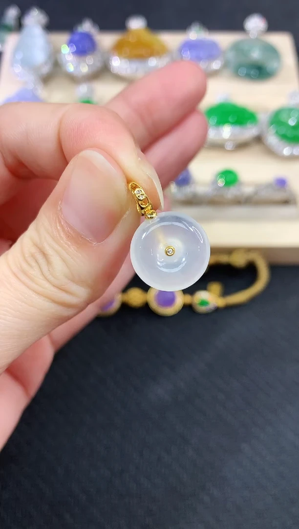 吊坠(不含链)18K金镶嵌翡翠4|980多样性发其一