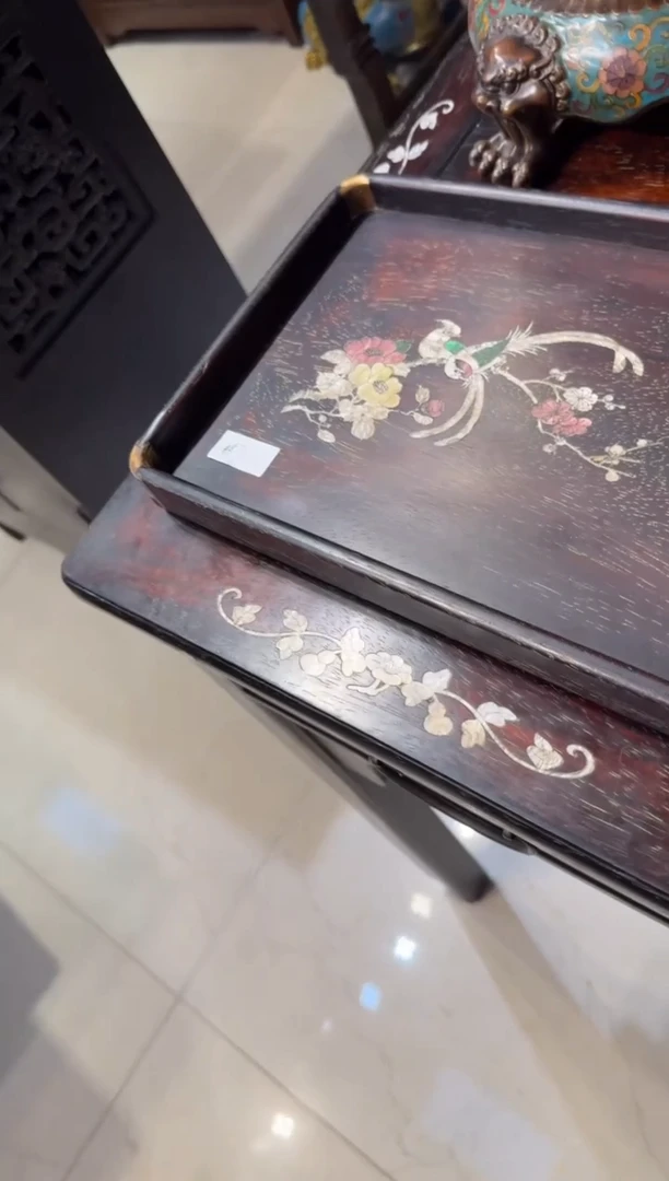 木鸟踏花枝铜角茶盘128.8888