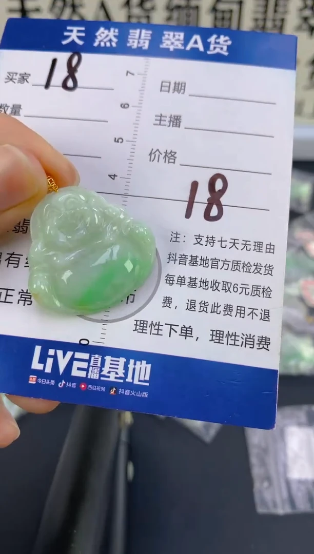 【闪购商品】翡翠颈饰18K金镶嵌天然A货翡翠  18