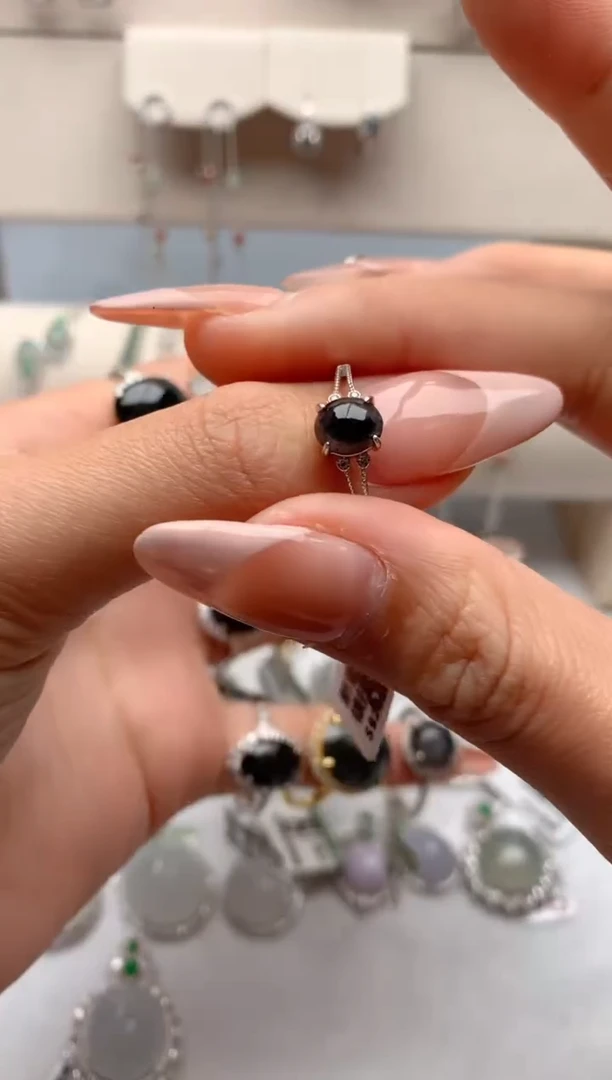 【闪购商品】翡翠戒指银S925镶嵌3号