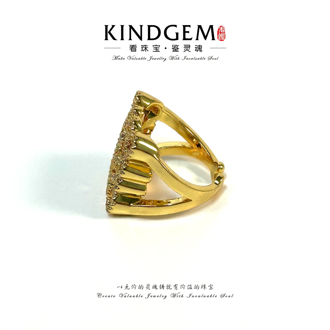 铜合金戒指 金色镶嵌轻奢高级感百搭开口戒指  C-41279