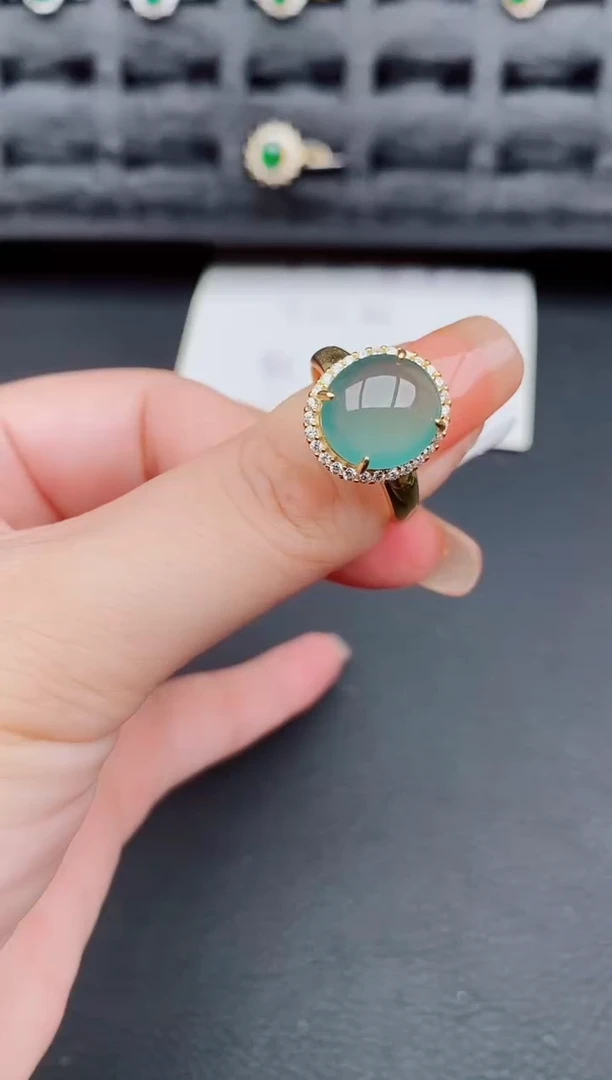 翡翠戒指银S925镶嵌天然a货翡翠102
