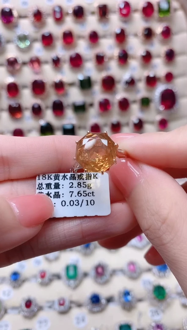 【闪购商品】水晶18K金戒指18K金镶嵌1
