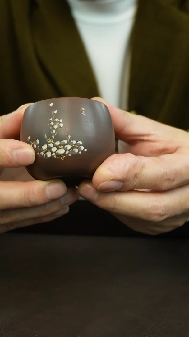 【闪购商品】坭兴陶梅花刻绘主人杯