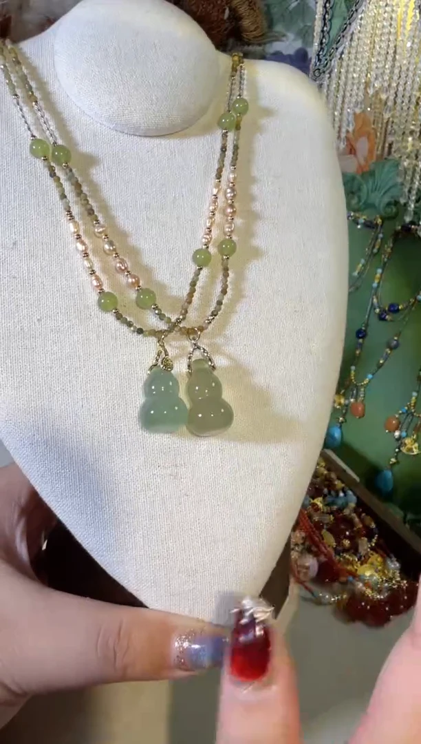 未镶嵌项链玛瑙/玉髓绿葫芦 016