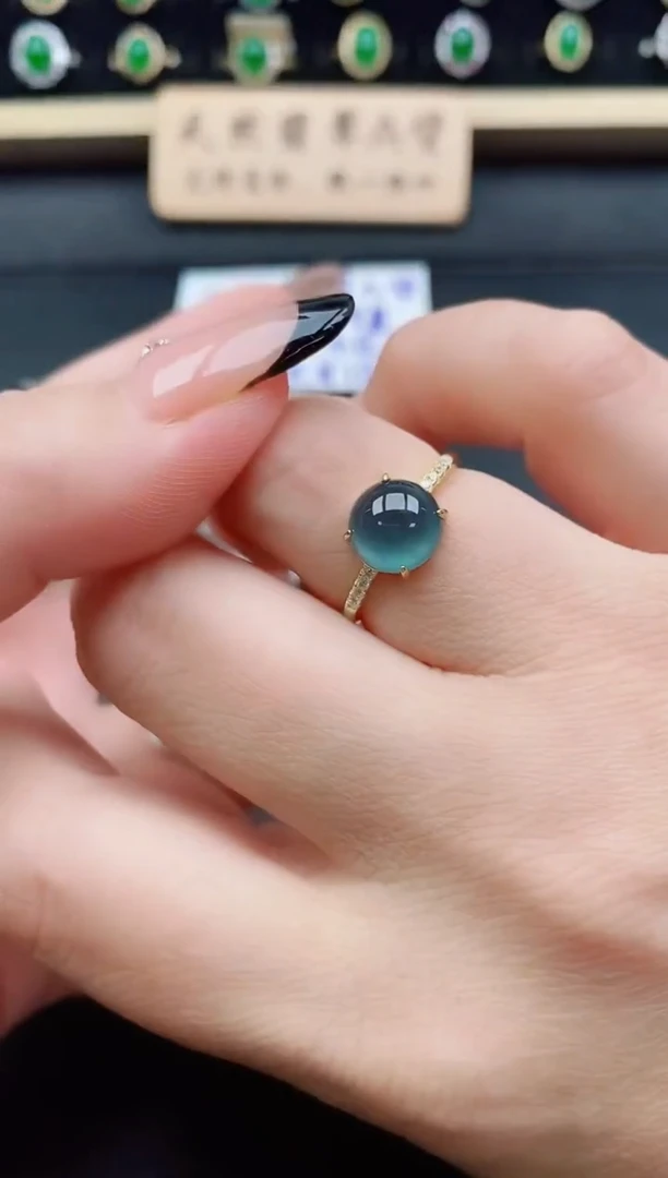 银S925镶嵌戒指翡翠1