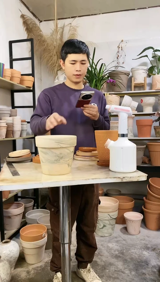 【闪购商品】红陶18*16绿白陶 1盆无托