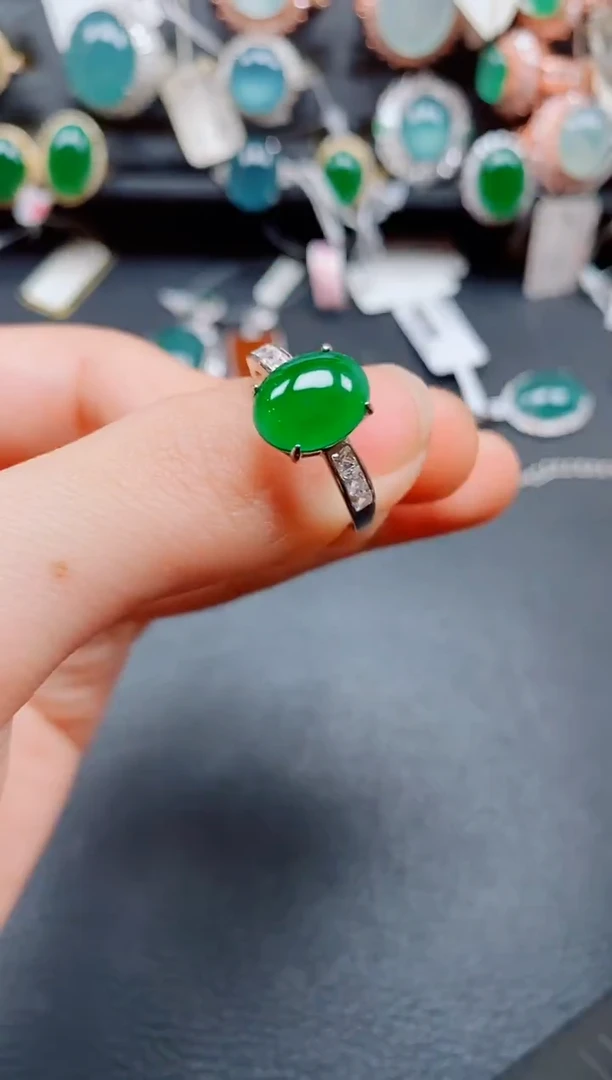 银S925镶嵌戒指翡翠翡翠