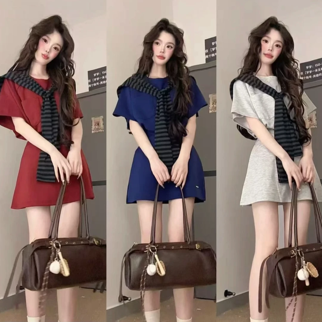 2025夏季新款纯色三件套休闲韩系百搭高级简约宽松套装减龄时尚