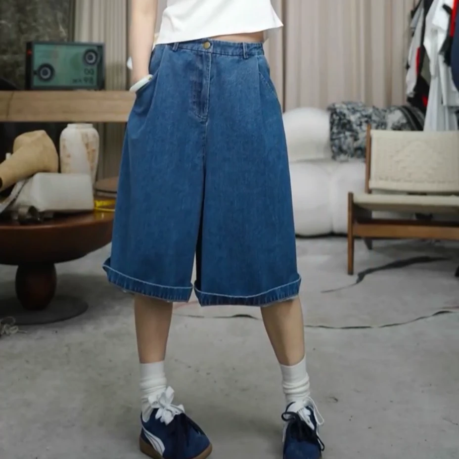 infobyfive福利夏季新款大口袋牛仔裤五分裤六分裤中裤NF0505012