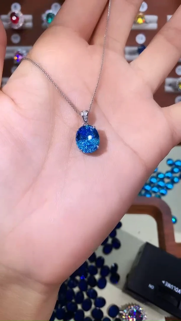 无吊坠925银海蓝色吊坠鸟巢切