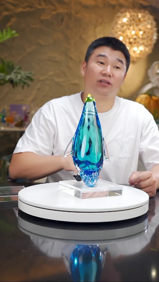 叶*福利蓝色企鹅摆件