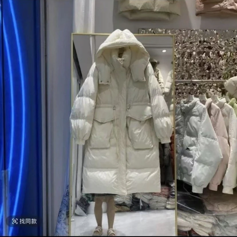 冬季加厚连帽长款棉服外套8907#