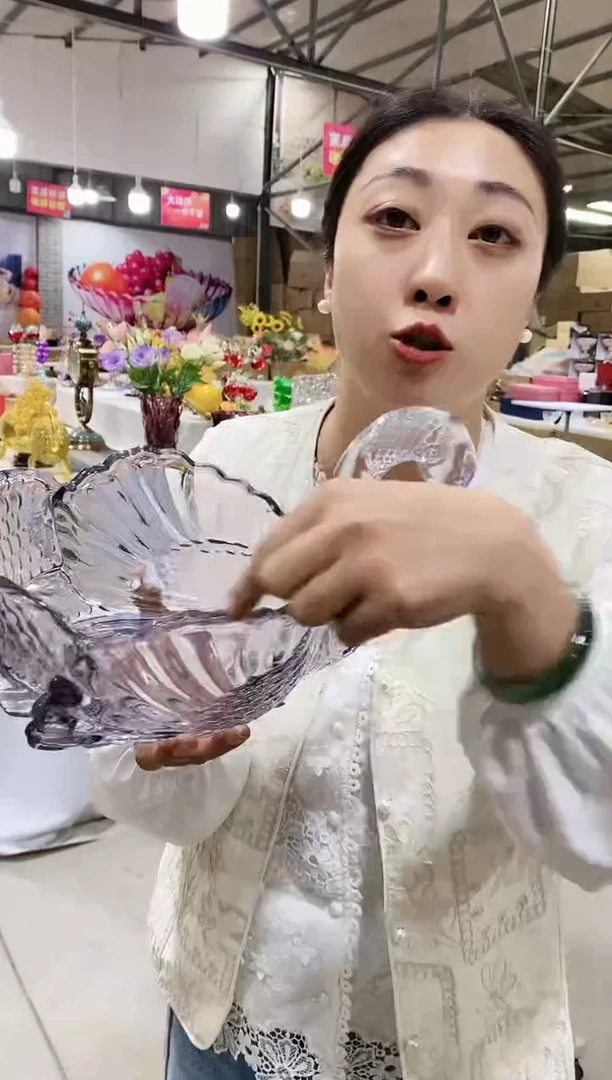 水晶玻璃灰色大号天鹅果斗