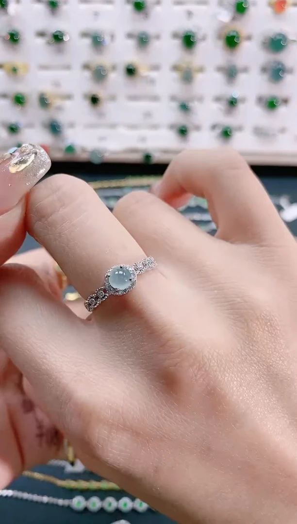 【闪购商品】翡翠戒指银S925镶嵌天然翡翠