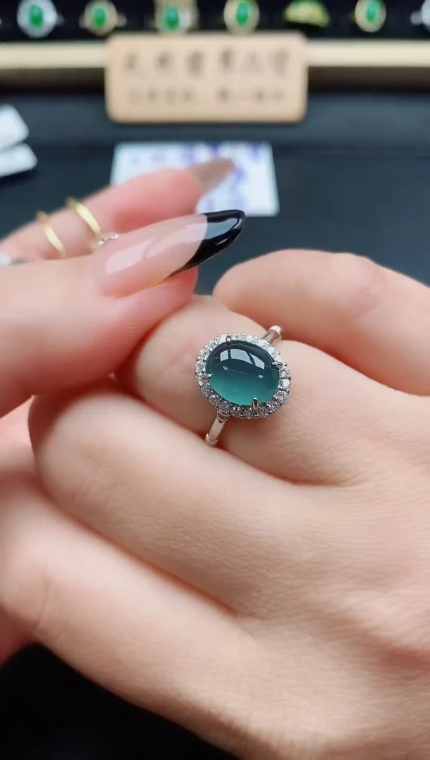 银S925镶嵌戒指翡翠1