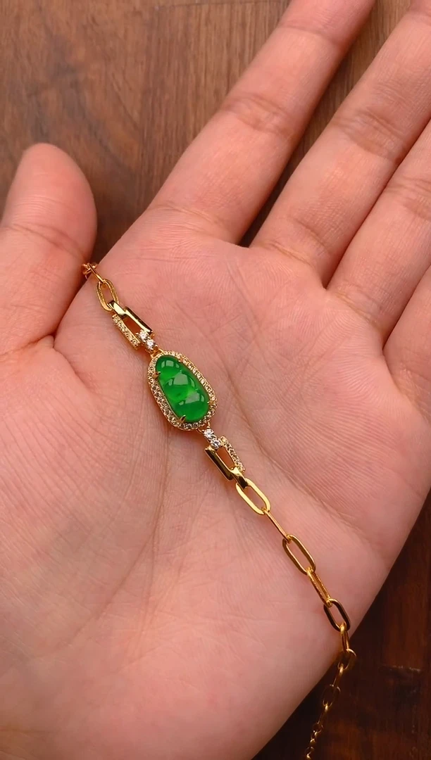 【闪购商品】翡翠手链银S925镶嵌豆子手链