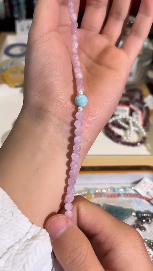 【闪购商品】锂辉石手串银S925镶嵌Q788手串