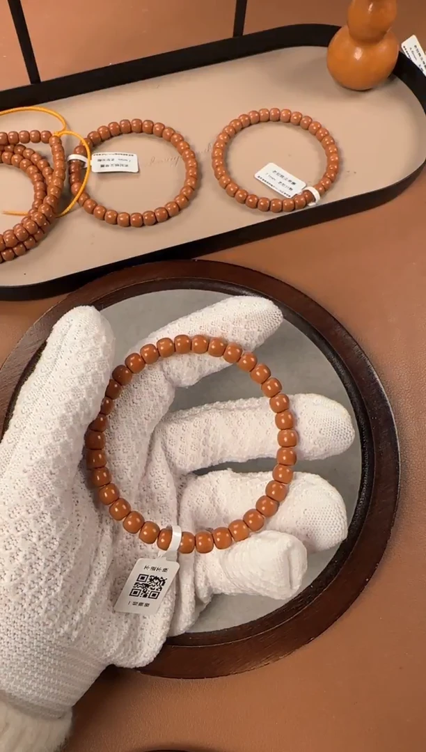 手串橄榄核6.8mm核尖单圈，老挝料，老型珠，高油高密