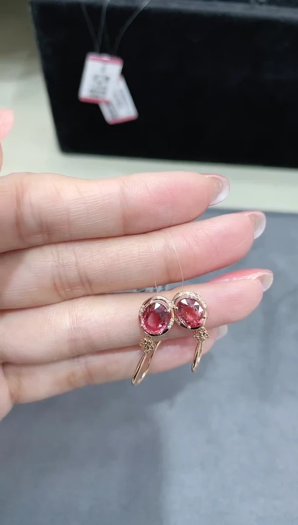 【闪购商品】碧玺耳饰18K金镶嵌·