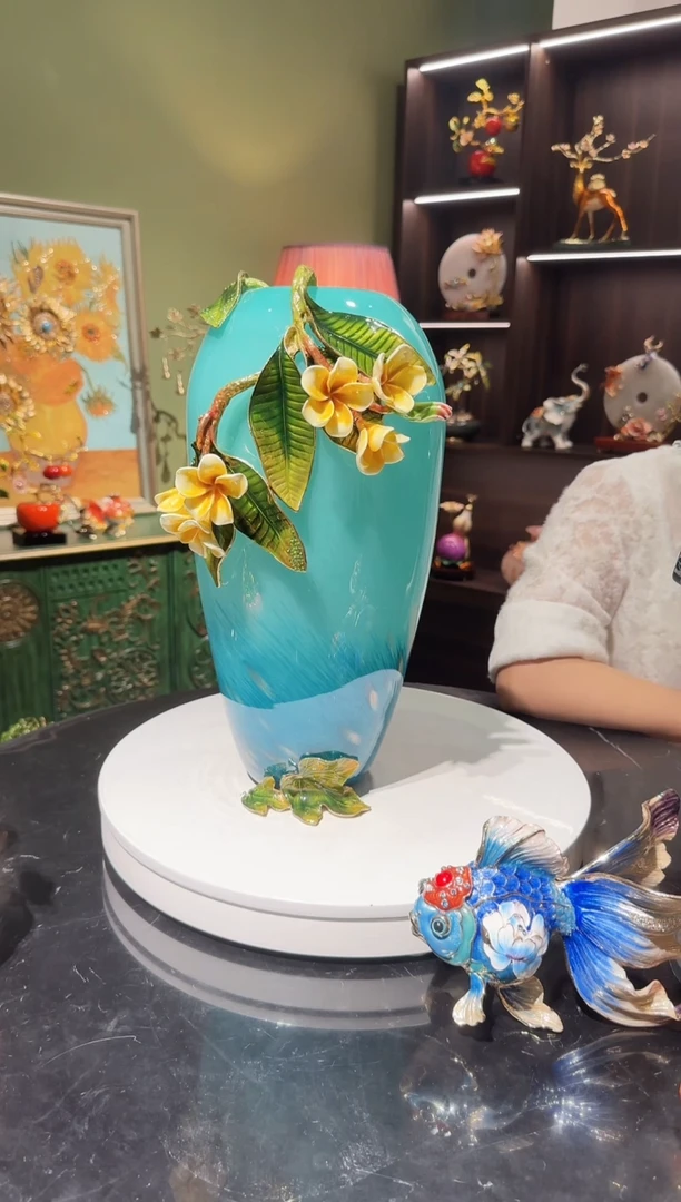琉璃珐琅彩蝶恋花花瓶 高