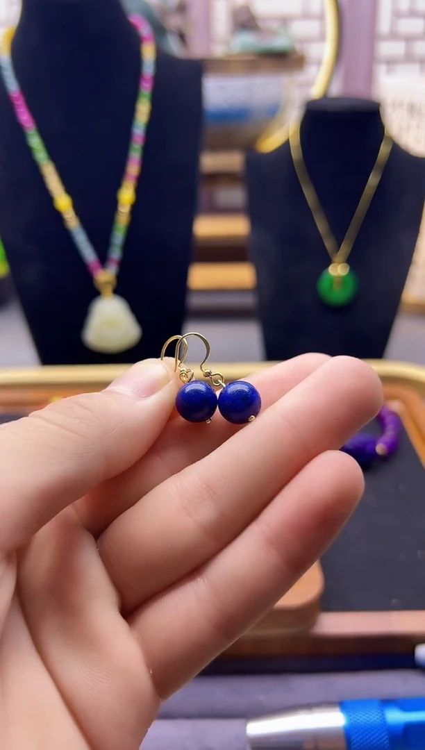 【闪购商品】和田玉耳饰14K金镶嵌E59